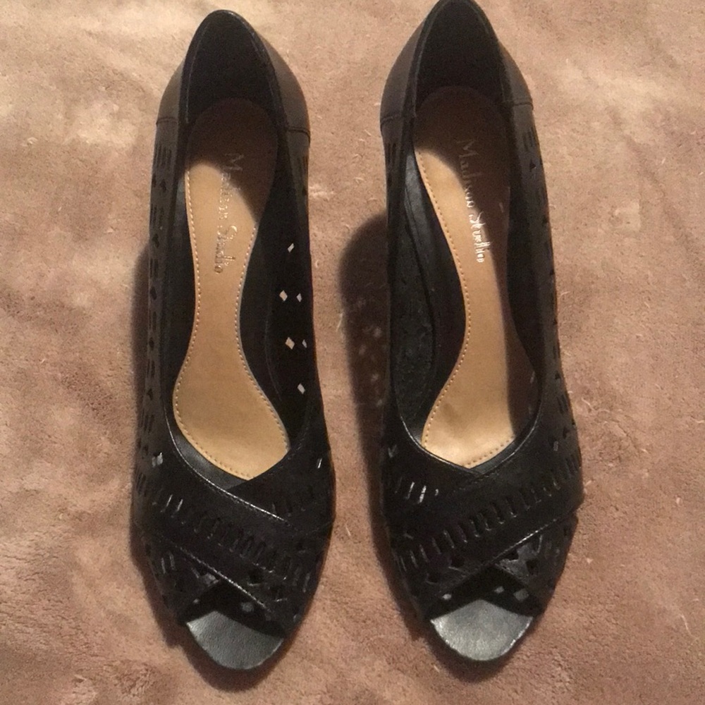 Black open toe heels